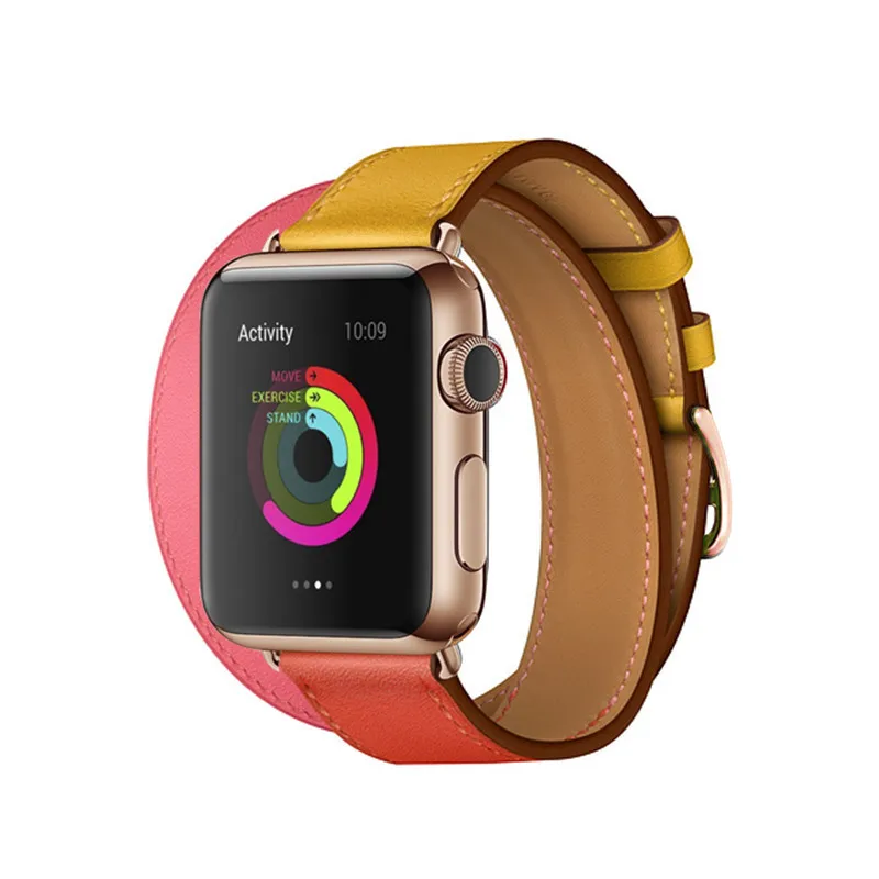Ремешок с пряжкой из розового золота для Apple Watch, ремешок 38 мм, 42 мм, 44 мм, 42 мм, браслет из натуральной кожи, серия 4, 3, 2, 1