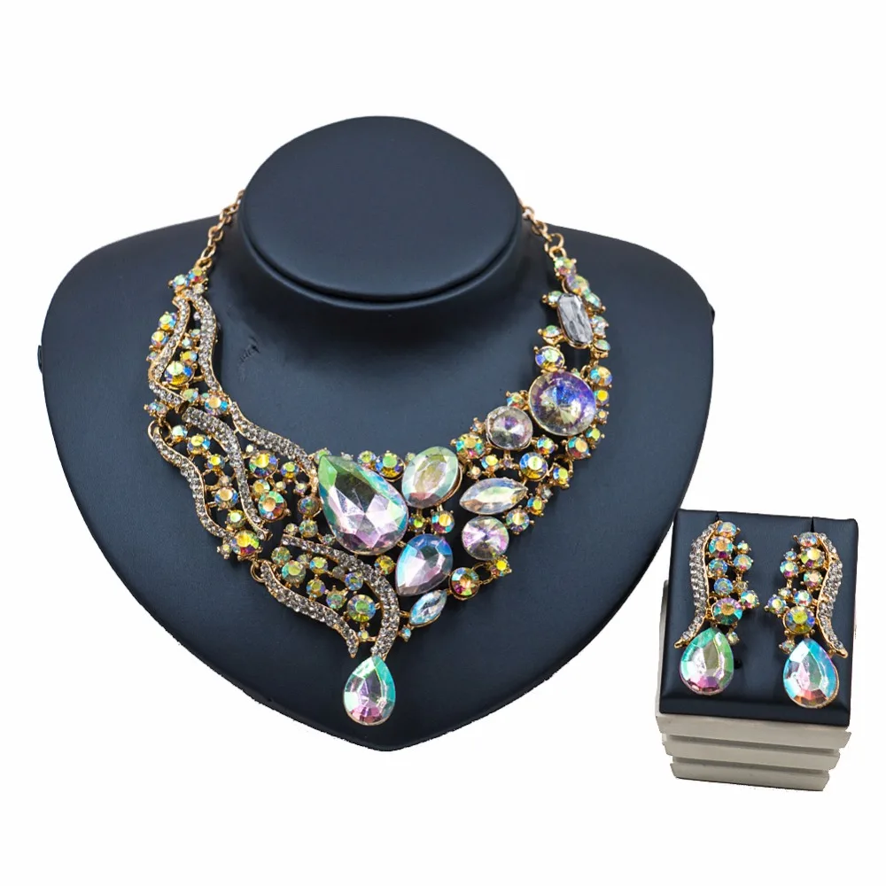 Модные 6 видов цветов Комплекты свадебных ювелирных изделий для невесты подружки