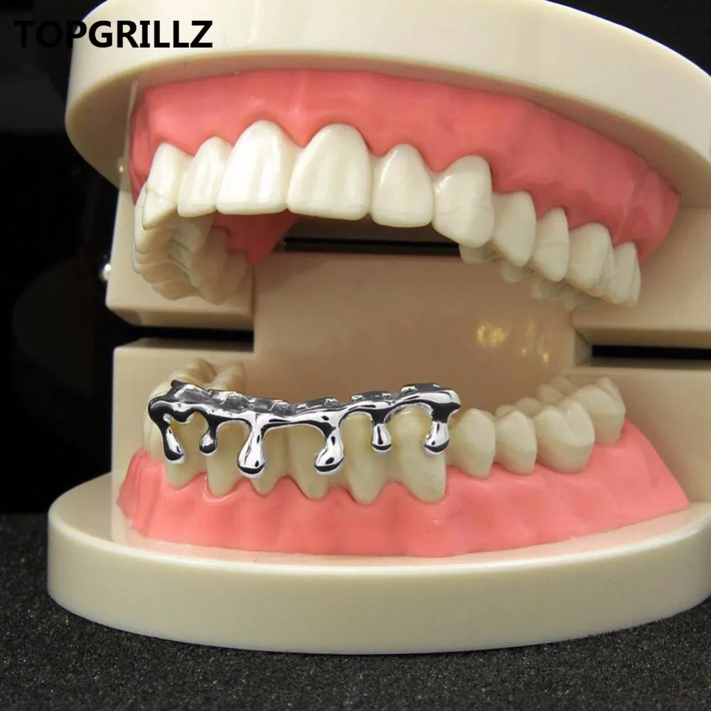 TOPGRILLZ пользовательские подходят позолоченные хип-хоп ЗУБЫ грили капельного гриля шапки Нижняя зуб гриль