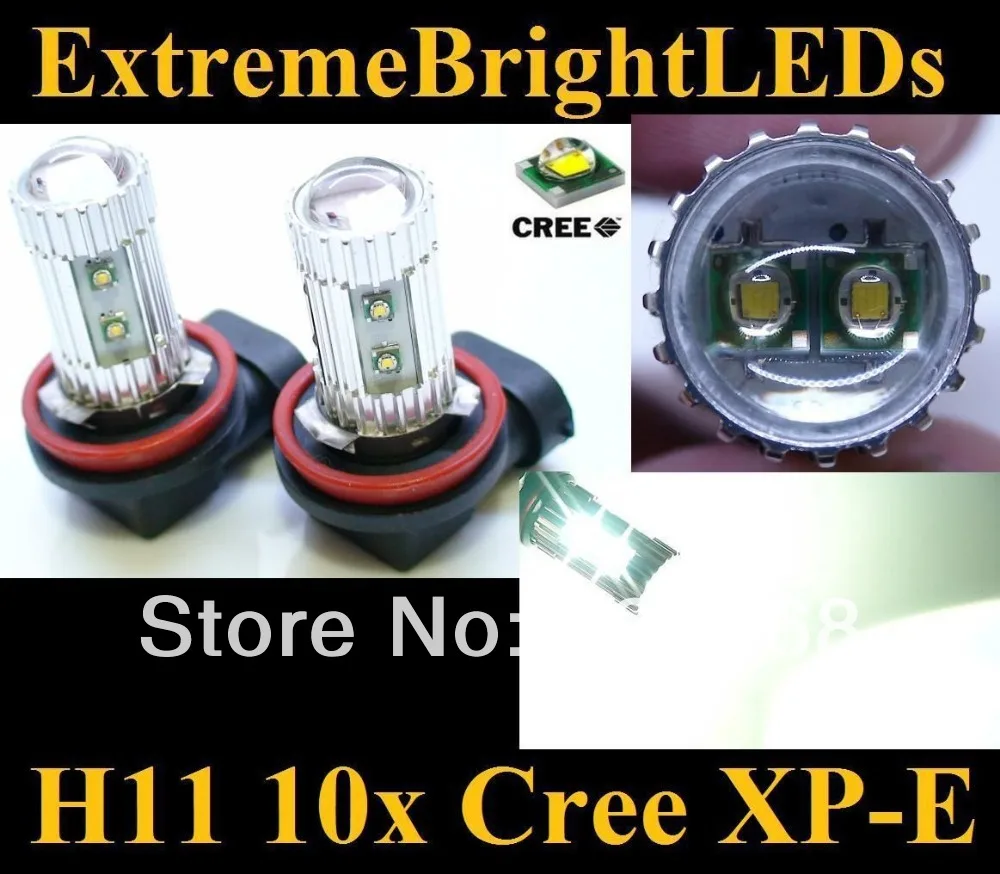 Бесплатная доставка 2 предмета белый 50 Вт H11 H8 H9 10x Cree XP E чипы светодиодный