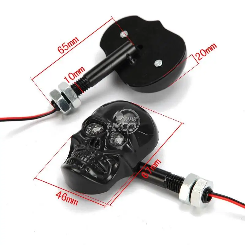 free shipping Black Skull Head Motorcycle Turn Signal Indicator For Yamaha Honda Suzuki Kawasaki Harley Davidson Ducati KTM ... |