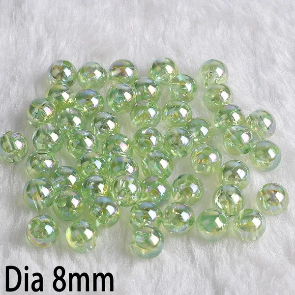 Light Green 50 шт 8 мм радужные карамельные цвета AB круглые акриловые бусины Свободные бусины для самостоятельного изготовления ювелирных изделий браслет ожерелье - Цвет: Light Green