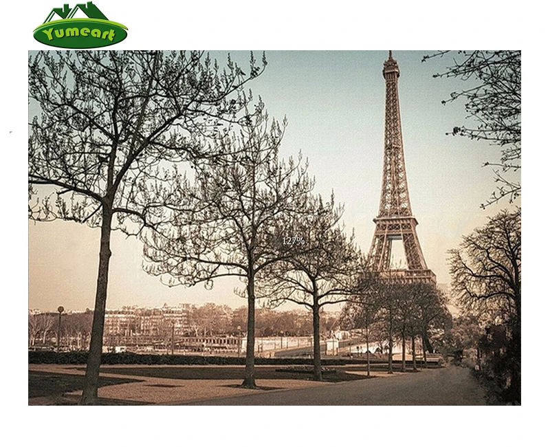 DIY Алмазная Картина Пейзаж Париж Эйфелева 5D алмазная живопись полный смолы