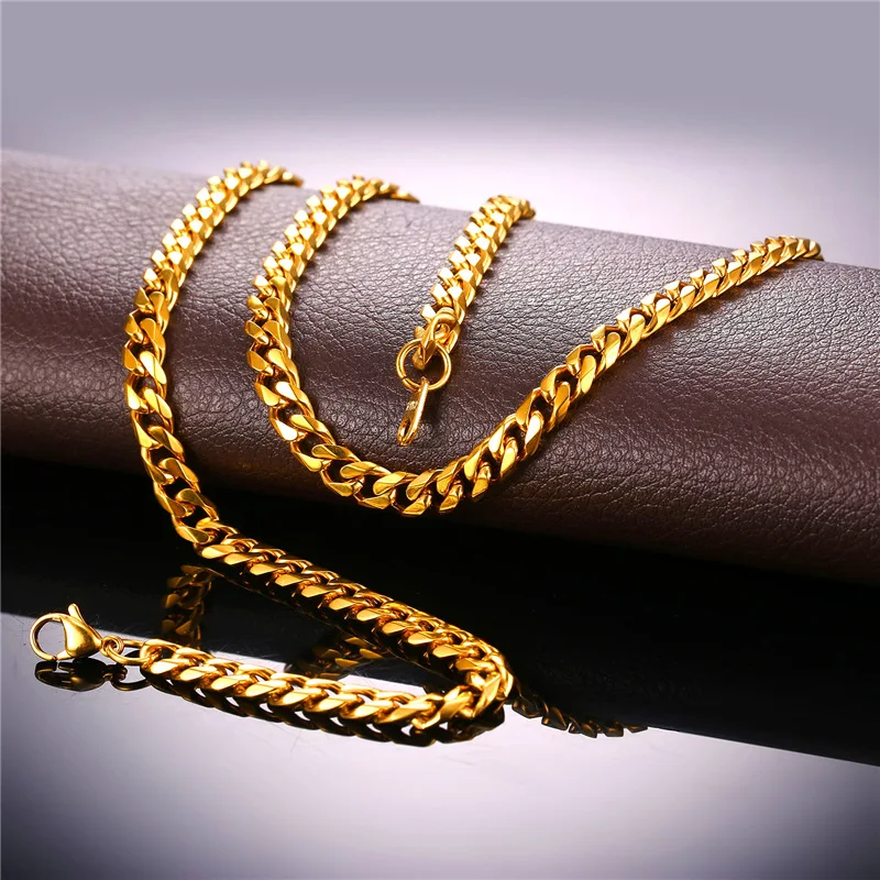 Мужской ювелирный комплект из цепочки и браслета нержавеющей стали | Украшения