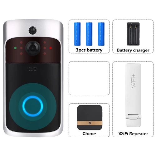 V5 Black Option6 Умный беспроводной wifi видео дверной звонок камера домофон 720P PIR ночного видения Водонепроницаемый дверной звонок cam ip домашний охранный Колокольчик для дома - Цвет: V5 Black Option6