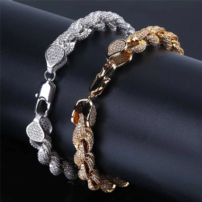 Iced Out Chain Bracelet For Men 2 Colors Micro Pave Zircon Bracelets Hipster Men Hip Hop Rock Jewelry