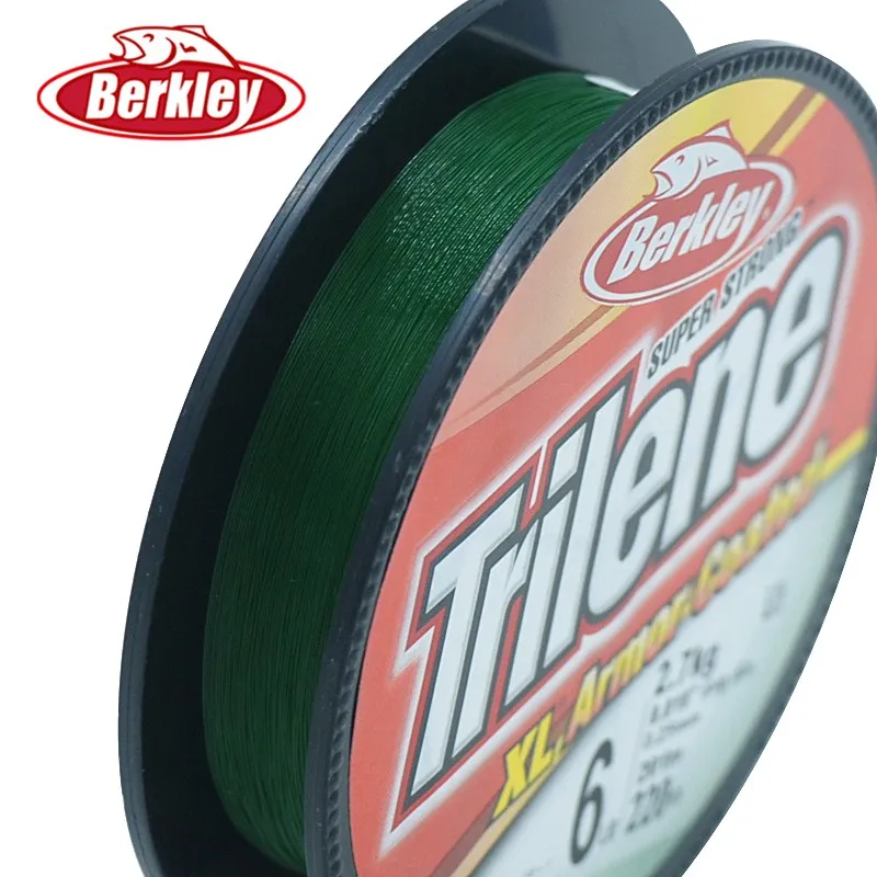 Суперпрочная нейлоновая рыболовная леска Berkley TRILENE 201 м 6lb 20lb 220yd зеленая для ловли