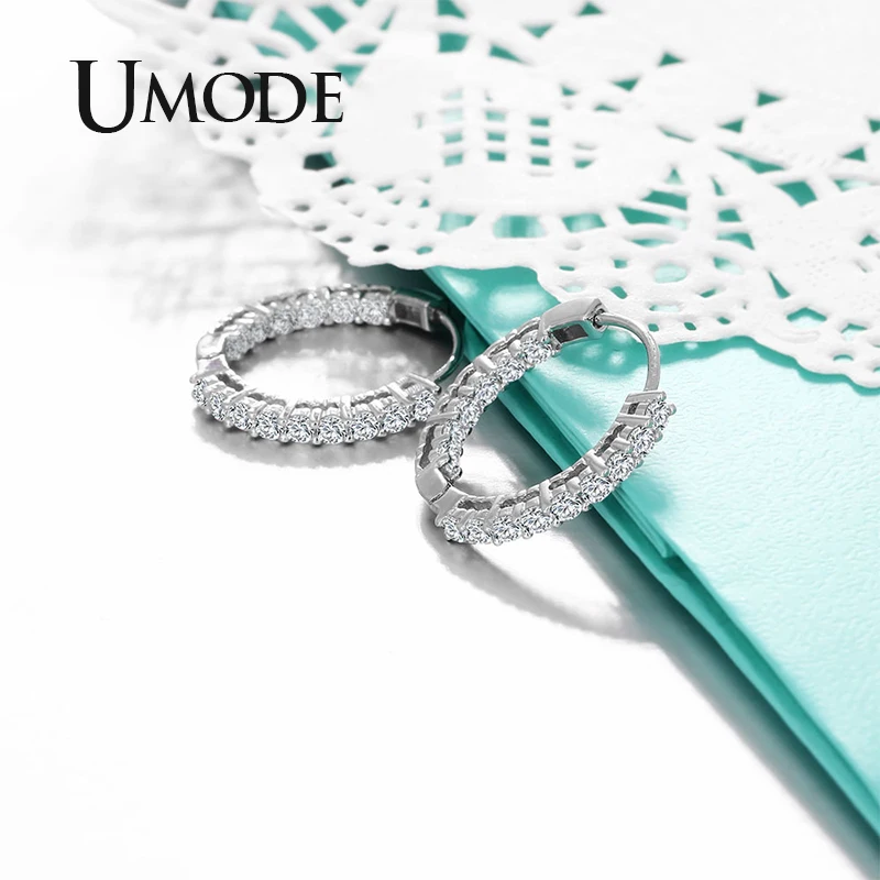 UMODE Huggie, Круглые, 925 пробы, серебряные серьги, для девушек, обручение, Серебряные Обручи, серьги для женщин, хорошее ювелирное изделие ULE0389