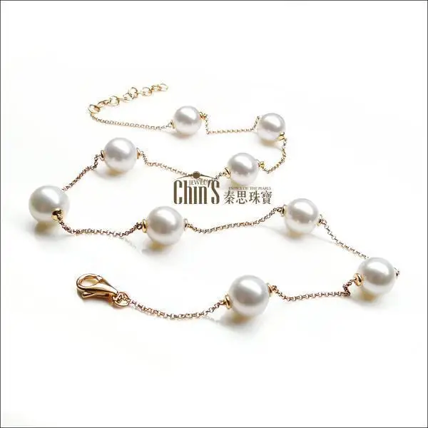 Жемчужное Ожерелье Akoya 8 5 мм круглое белое розовое золото 18 К|necklace necklace|necklace 18knecklace