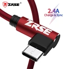 Кабель ZRSE 90 градусов USB Type C для Samsung a50 s10 s9 3m 2m 1m USB C кабель для быстрой зарядки и синхронизации данных Xiaomi Mi9 Redmi K20