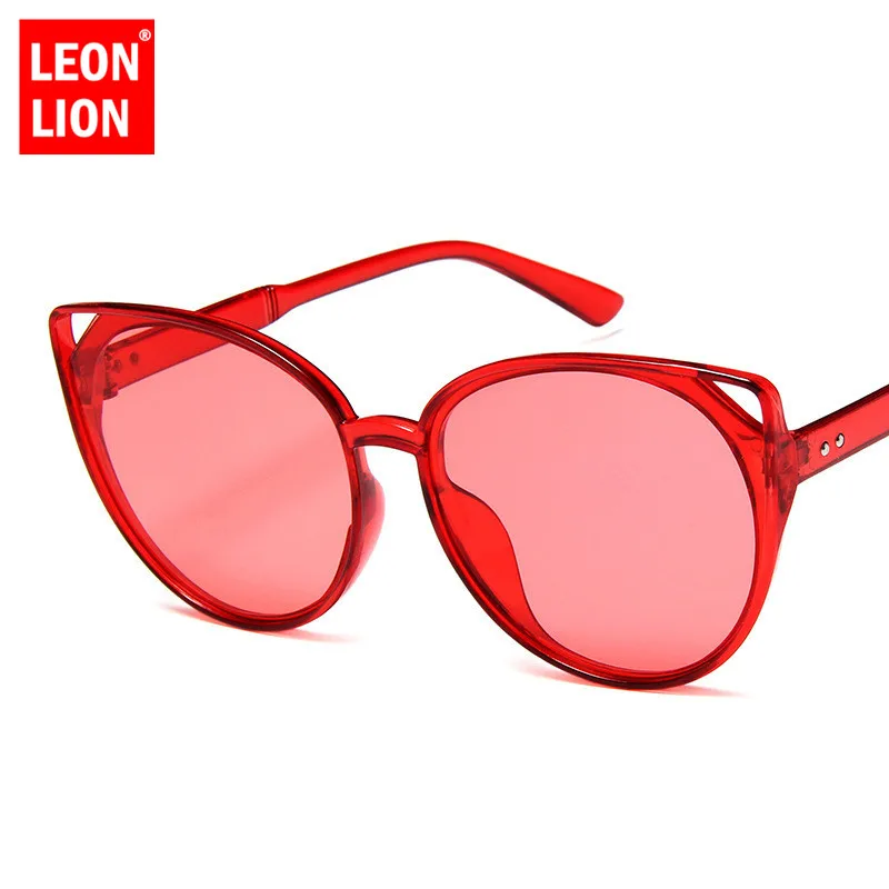 LeonLion 2018 Роскошные Cateye Солнцезащитные очки Для женщин Пластик Винтаж большой кадр