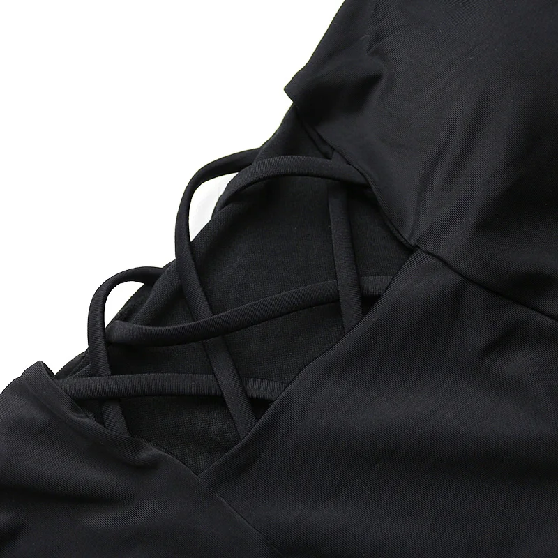 Женский купальник монокини черный с перекрещивающимися ремешками и