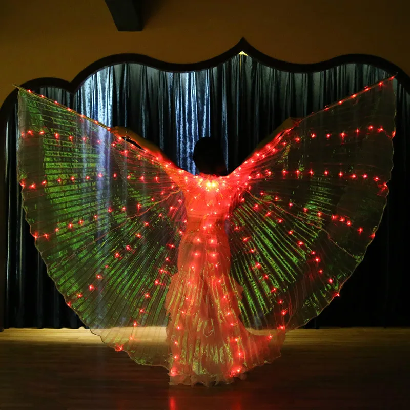 Ruoru Women Belly Dance Props LED Isis Wings with Adjustable Stick Girls White Green Yellow Red Color | Тематическая одежда и