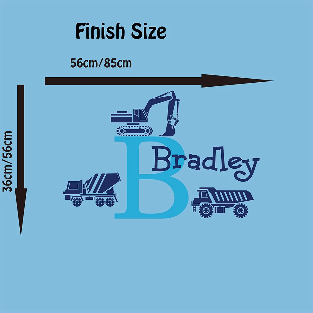 Пользовательское имя строительный автокран Наклейка на стену Мальчик номер
