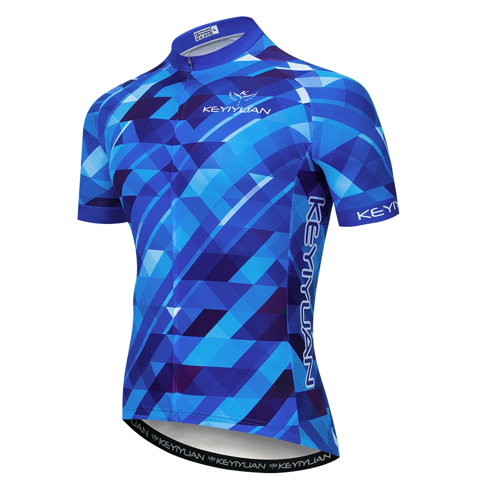 19 Keyiyuan spring and summer new men's plaid pattern wicking quick-drying Jersey breathable riding short-sleeved shirt | Спорт и