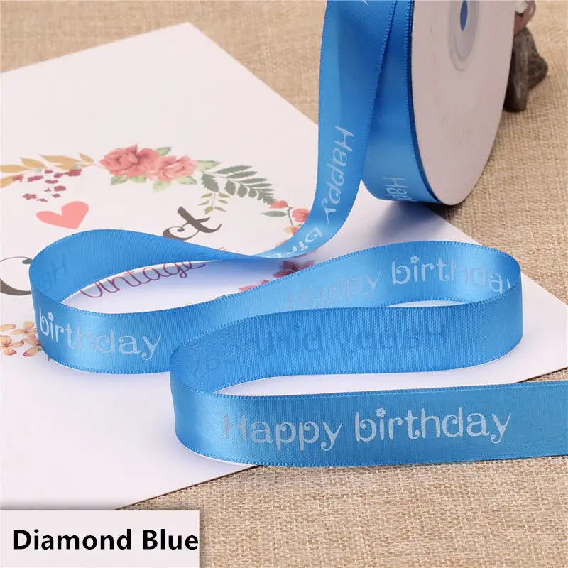Diamond Blue Высокое качество 2 см полиэстер лента 5 метров-45 метров торт магазин выпечки печатные ленты Цветочные с днем рождения упаковка подарок украшение - Цвет: Diamond Blue
