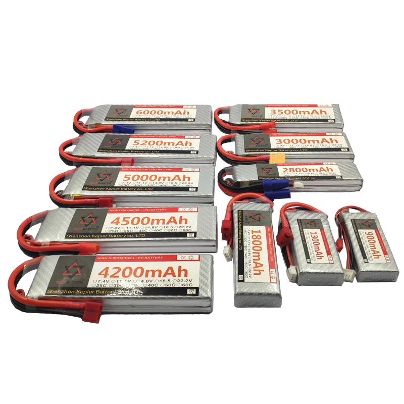 

2S RC LiPo Батарея 2S 7,4 V 1300 1800 2200 2600 3000 3000 3500 3800 5000 6000 мА/ч, 25C 35C 60C для RC вертолет Дрон RC самолет автомобиль