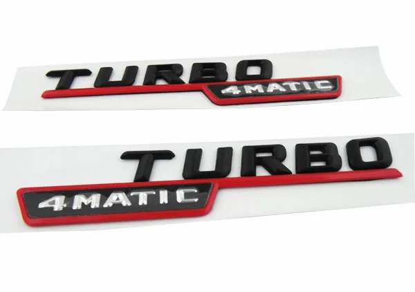 2 pcs Black Red Turbo 4MATIC for C E S CL SL CLK SLK CLS Class Fender Emblem Badge Sticker | Автомобили и мотоциклы