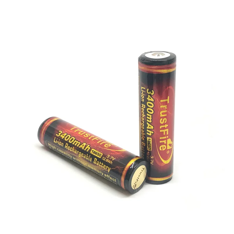 2pcs/lot TrustFire Protected 18650 3.7V 3400mAh Lithium Battery Rechargeable Batteries with PCB For LED Flashlights Headlamps |