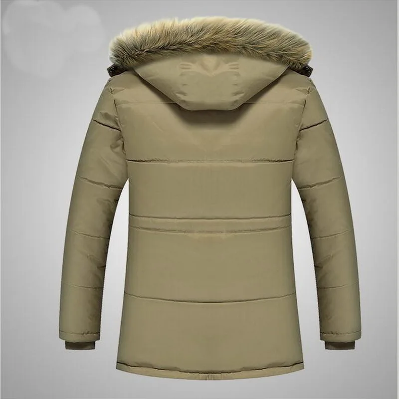 Male Coat Windproof Outerwear Faux Fur Parka Winter Coat  Men Thick Jacket Down Parkas Warm Hooded Fleece Parkas M-5XL