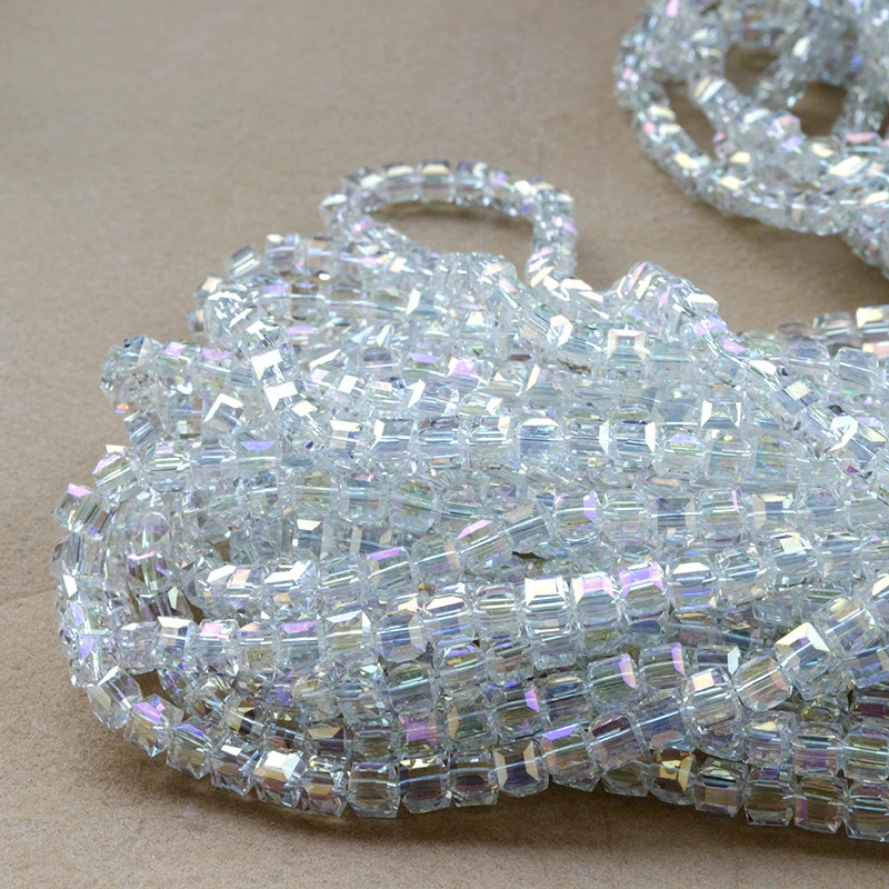 Цветные хрустальные Квадратные бусины AB для изготовления ювелирных изделий