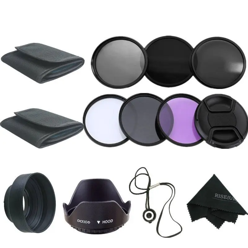 Набор фильтров 67 мм RISE (UK) UV CPL FLD + бленда объектива для Canon/Nikon 18 135 мм|filter kit|fld filteruv cpl