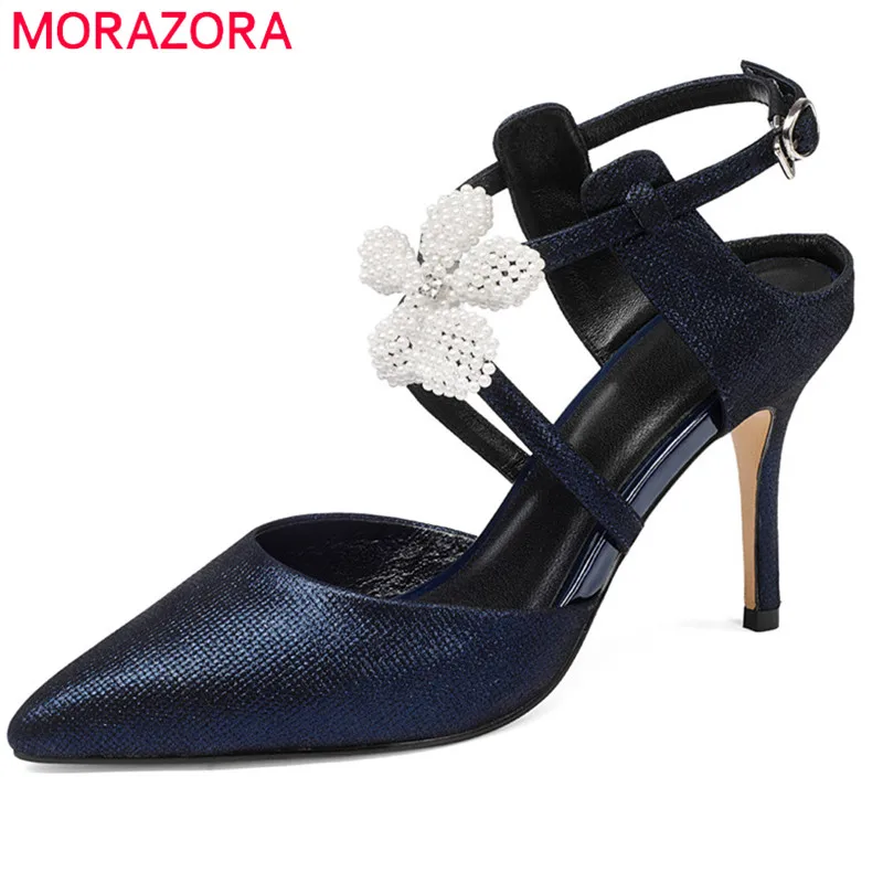 MORAZORA/2018 г. Лидер продаж женские босоножки Летняя обувь с острым носком вечерние