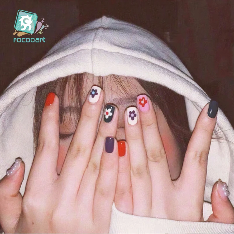 1 шт Hyuna серия самоклеящиеся наклейки для ногтей маленькие свежие цветы радужные яйцевые узоры кончики для ногтей цветок 3D Маникюр стикеры сделай сам