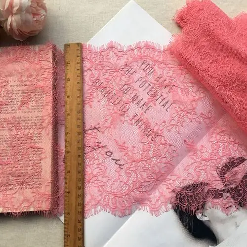 Pink Многоцветный ресниц кружевная ткань Tirm, ручная работа по шитью аксессуары, свадебные платья, украшения дома Материалы 24 см, RS1830 - Цвет: Pink