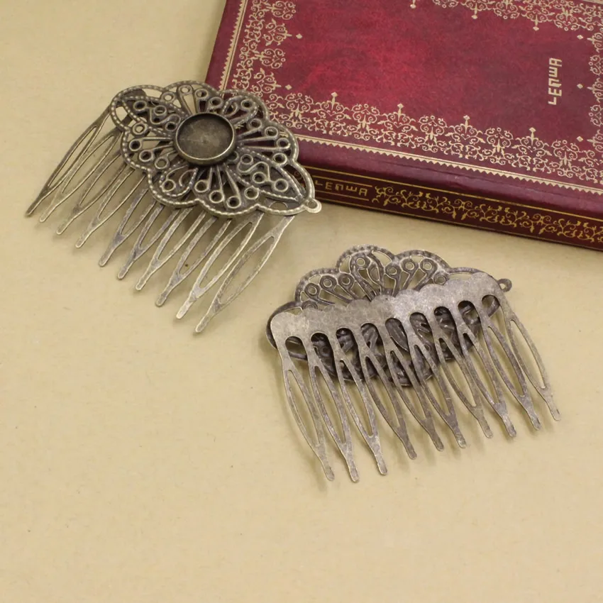 Fit 12mm Cabochons Metal Comb Hairpins Blank Cabochon settings Hair Clips accessories 52x56mm 10pcs/lot K05469 | Украшения и
