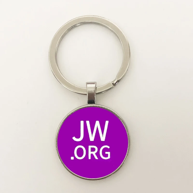 GDRGYB Тепло 2019 JW.ORG Обаяние свидетелей Иеговы Значок-ключница Держатель из стекла Многоцветное изображение письма ювелирных изделий.