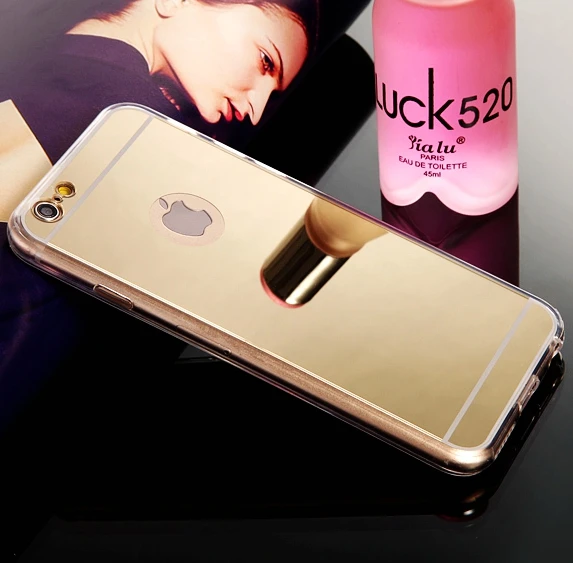 Силиконовый Золотой металлизированный зеркальный чехол для iPhone 7 6 6S Plus 5 5S SE 8 X XS Max