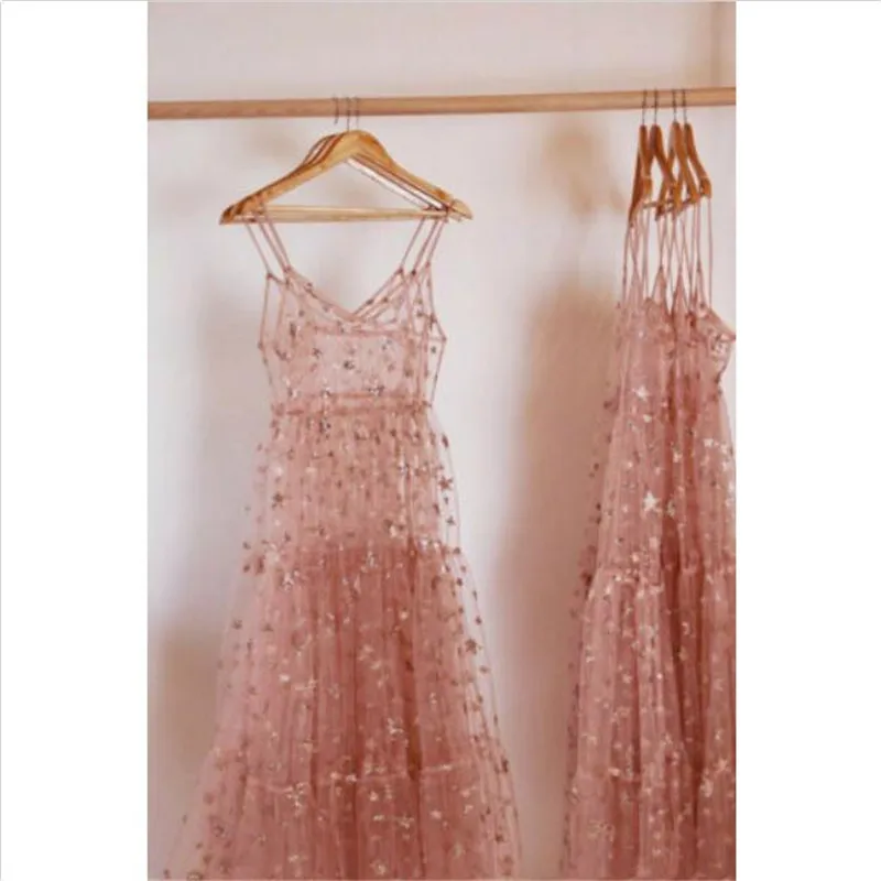Women Sheer Mesh Long Dress New Sexy Lace Soild Color Dresses Ladies' Fashion See-through Summer Sleeveless Vestido Hot Selling | Женская