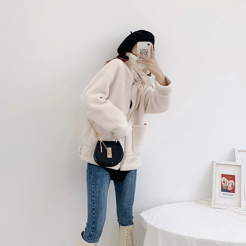 OFTBUY зимняя куртка Для женщин 50% шерстяное пальто с искусственным мехом, пальто с карманами, Теплая верхняя одежда мотоциклетные уличная Повседневное Фирменная Новинка