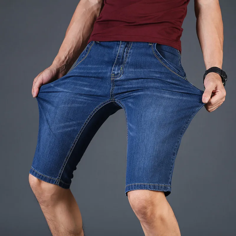 Джинсовые шорты мужские стрейчевые тонкие цвет синий/черный большие размеры 28-40