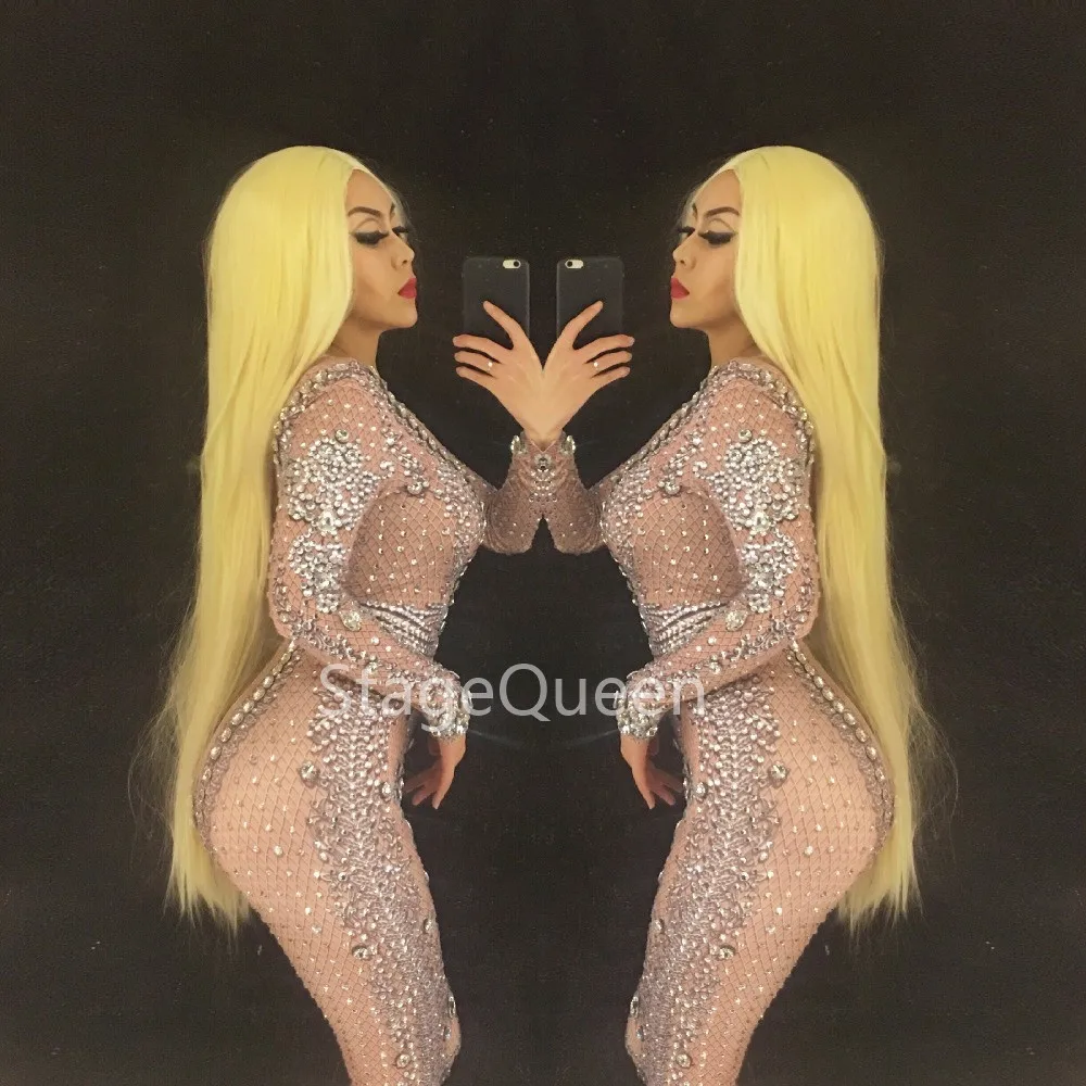Women Sexy Stage Nightclub Jumpsuit Full of Sparkling Crystals Stones Bodusuit Party Performance Costume | Женская одежда