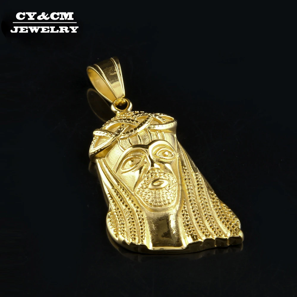 CY &amp CM Мужская подвеска с головой Иисуса из нержавеющей стали золотого цвета