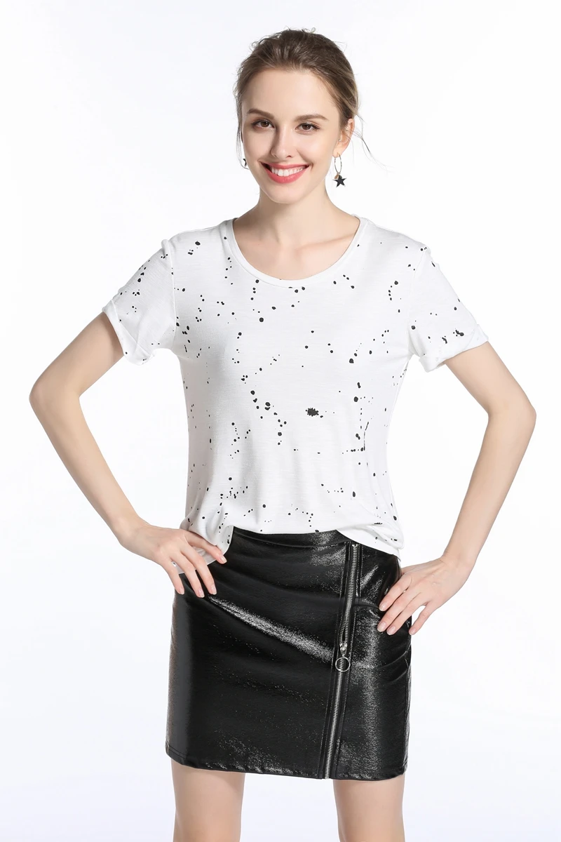 2017 женские летние блузки короткий рукав О-образным вырезом блузка рубашки печати