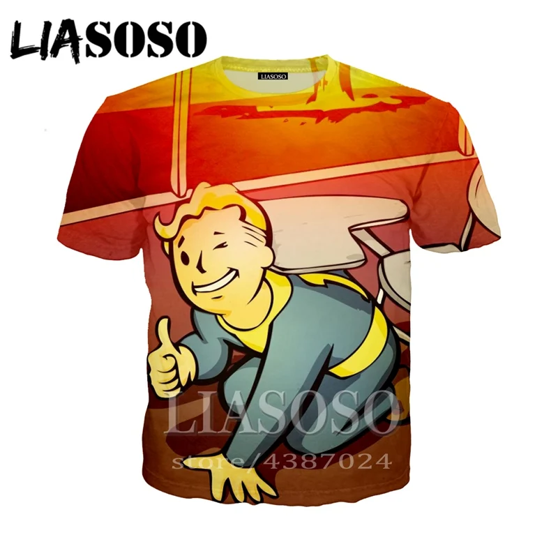 LIASOSO, новая игра, Fallout 4, 3d принт, футболка, мужская, женская, футболка, повседневная, короткий рукав, Harajuku, хип-хоп, футболки, топы, крутая футболка td451