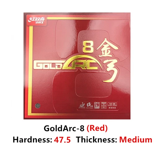 Red 47.5 Medium DHS GoldArc 8 резиновая губка для настольного тенниса сделано в Германии Золотая дуга пинг понг tenis de mesa - Цвет: Red 47.5 Medium