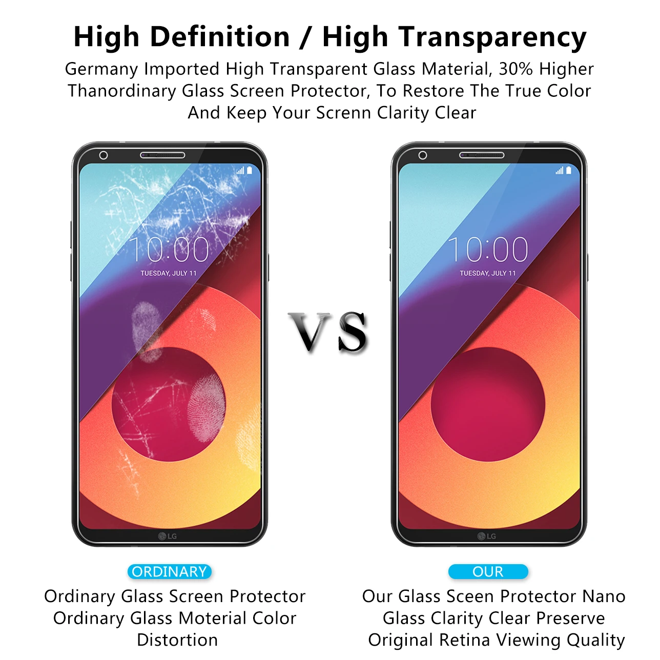 2 шт./лот 2.5D 0 26 мм 9H Премиум Закаленное стекло для LG Q6 Защитная пленка Alpha|Защитные