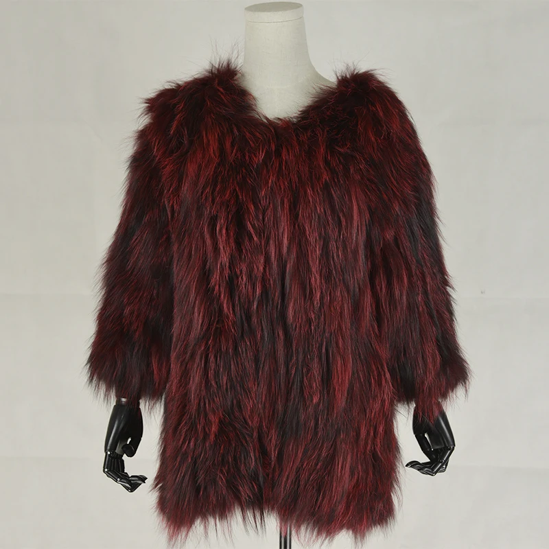 Natural Silver Fox Fur Knit Garment Women basic coats Real Coat Knitted Hair Long Overcoat 3 Colors Plus Size | Женская одежда