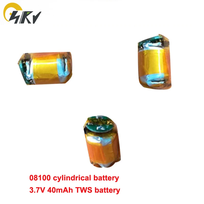 100 шт 08100 45mAh 3,7 V цилиндрические маленькие TWS перезаряжаемые Lipo батареи для bluetooth наушников