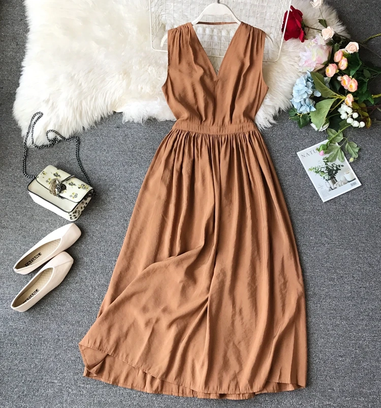 Приморский курортная юбка 2019 женское летнее платье новое с v-образным вырезом