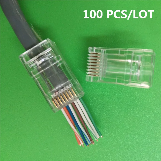 100 шт. разъемы для кабеля ethernet CAT6 RJ 45 8P8C RJ45 8pin Неэкранированные модульные клеммы с