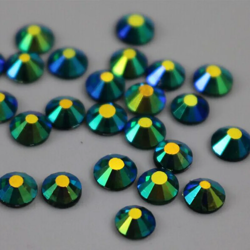 Flatback Crystal Rhinestones 288-1440pcs ss3-SS34 Emerald AB Non Hotfix Glue On Glass Diamonds Appliques For Wedding Dresses | Дом и сад