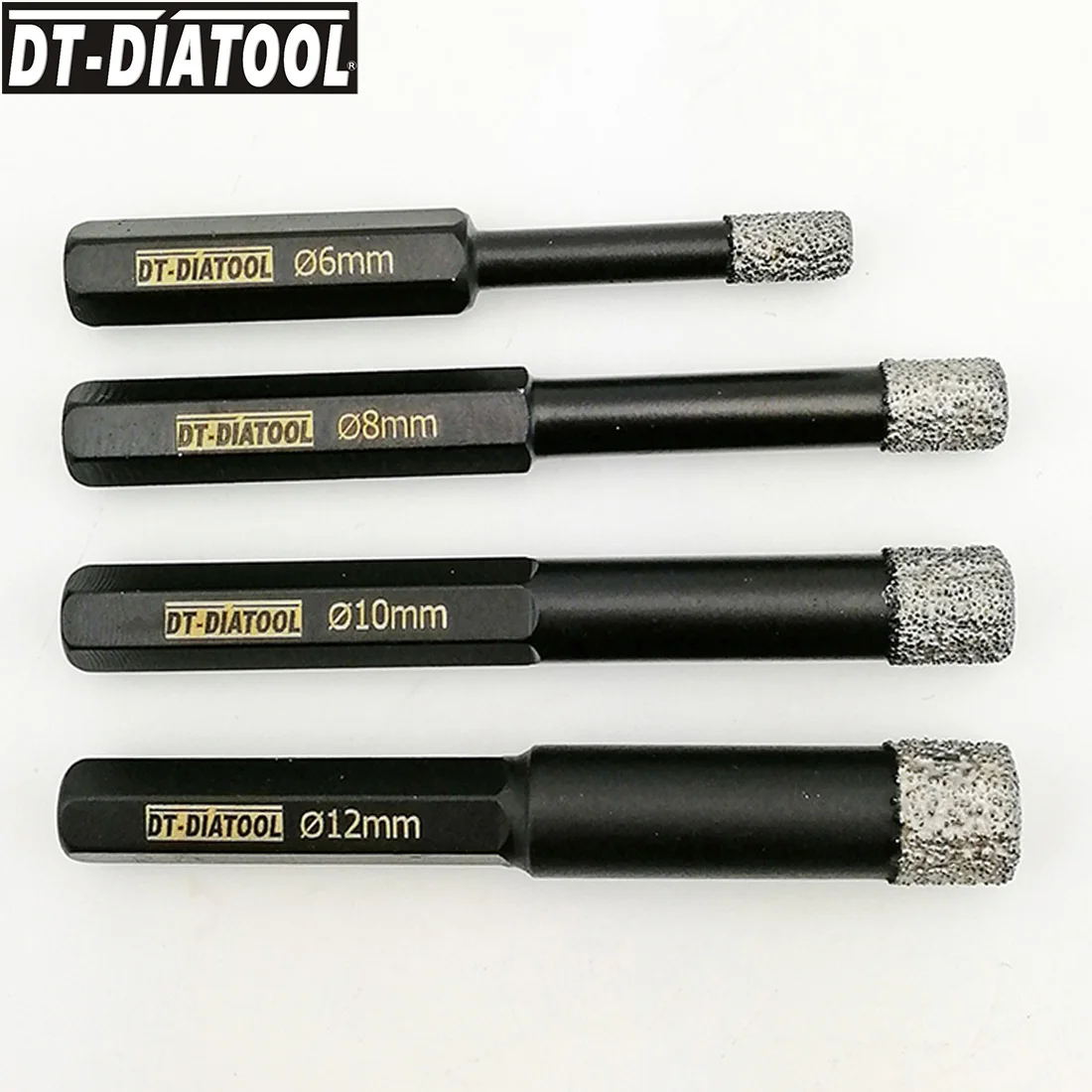 DT-DIATOOL 4 шт./компл. диаметр 5-12 мм алмазные сухие буровые коронки многоцелевой сверло буровое долото для Мрамор плитка шестигранный хвостовик кольцевая пила