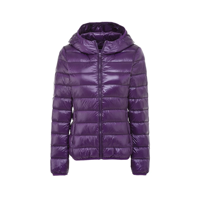 NewBang 8XL 9XL размера плюс ультра легкий пуховик для женщин осень зима теплое пальто Белые куртки на утином пуху Женская парка с капюшоном - Цвет: purple