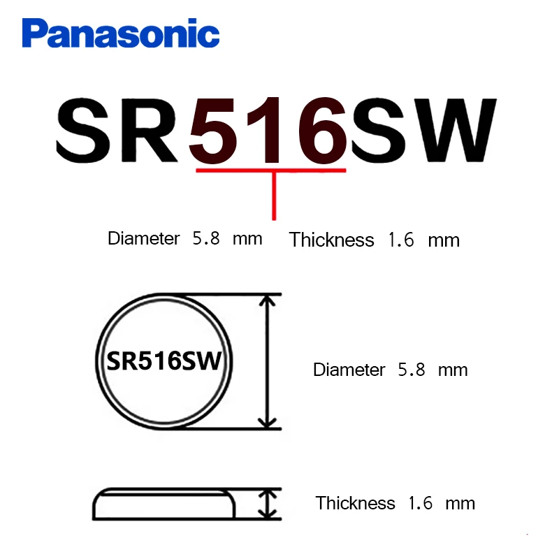 Оригинальный Panasonic 10 шт./лот SR516SW батареи с серебряными оксидными кнопками 317 LR516 5 8