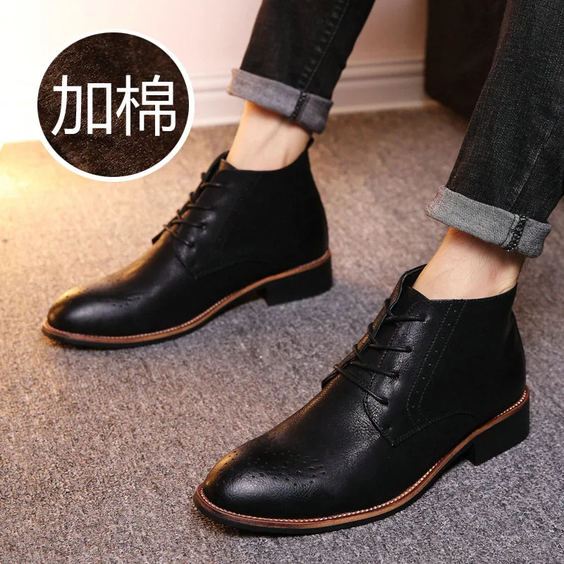 Модные мужские мотоциклетные ботинки для отдыха однотонные из микрофибры на